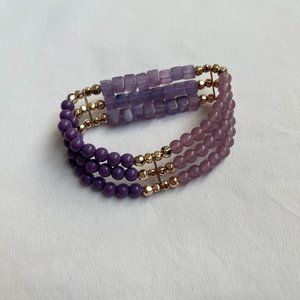 Purple Beaded Stretch Bracelet
